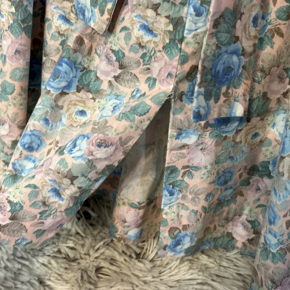 Vtg Debut Prairie Dress Girls Size 7 Ruffled Floral Cottagecore USA Long Sleeve